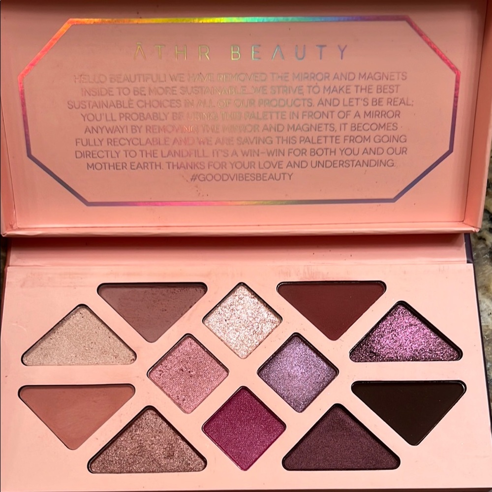 Pink and Purple Eyeshadow Palette with Matte and Shimmer Finishes